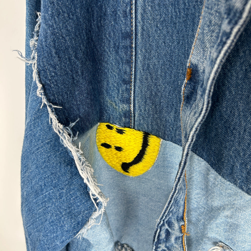 Kapital Baja Denim Patchwork Poncho Hoodie Size OS