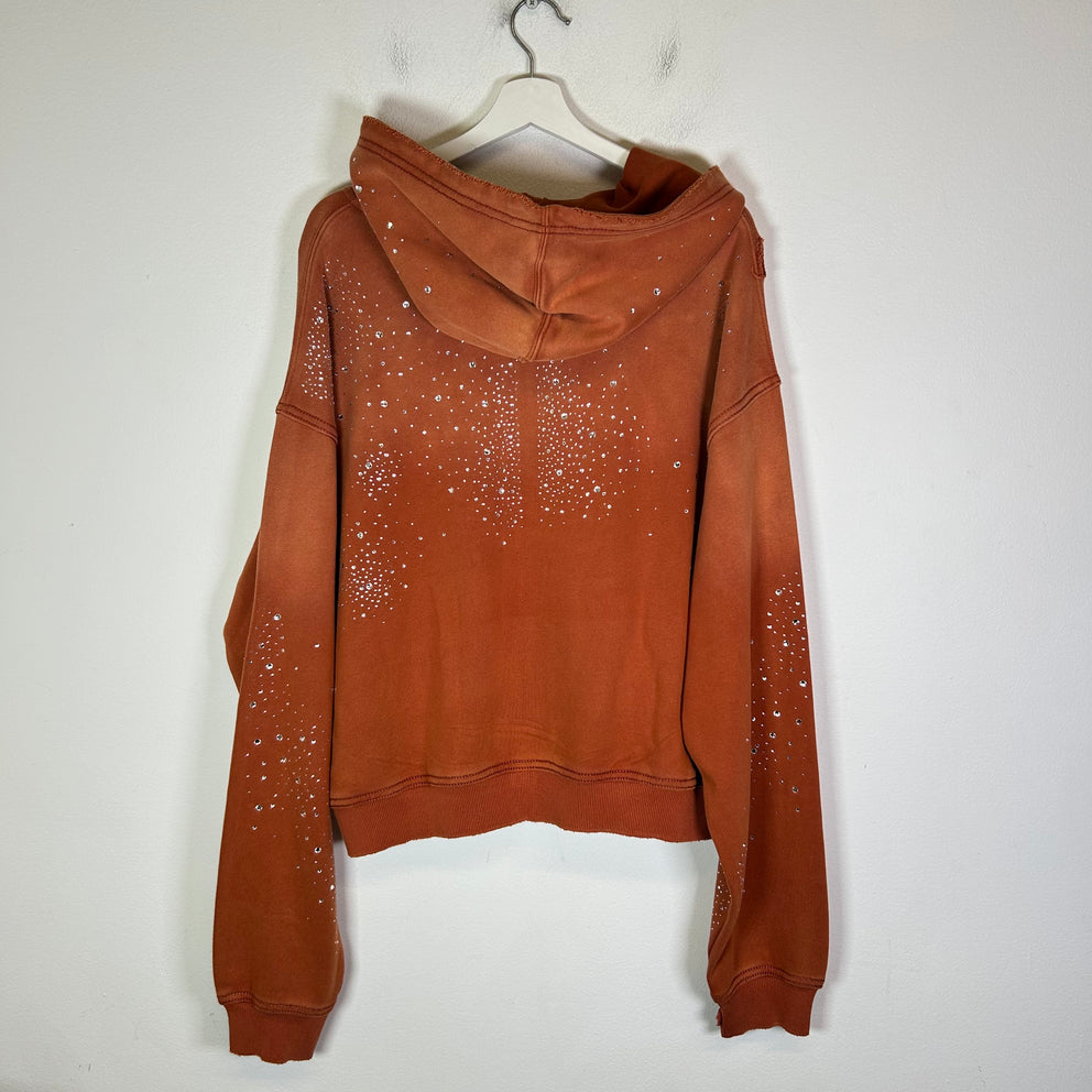 Vale Orange Valley Dreams Classico Rhinestone Zip-Up Hoodie