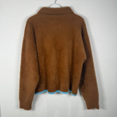 Jacquemus Neve Brushed Brown Stretch Knit Polo Sweater Size L