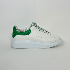Alexander McQueen White/Green Croc Embossed Sneaker Size 43.5