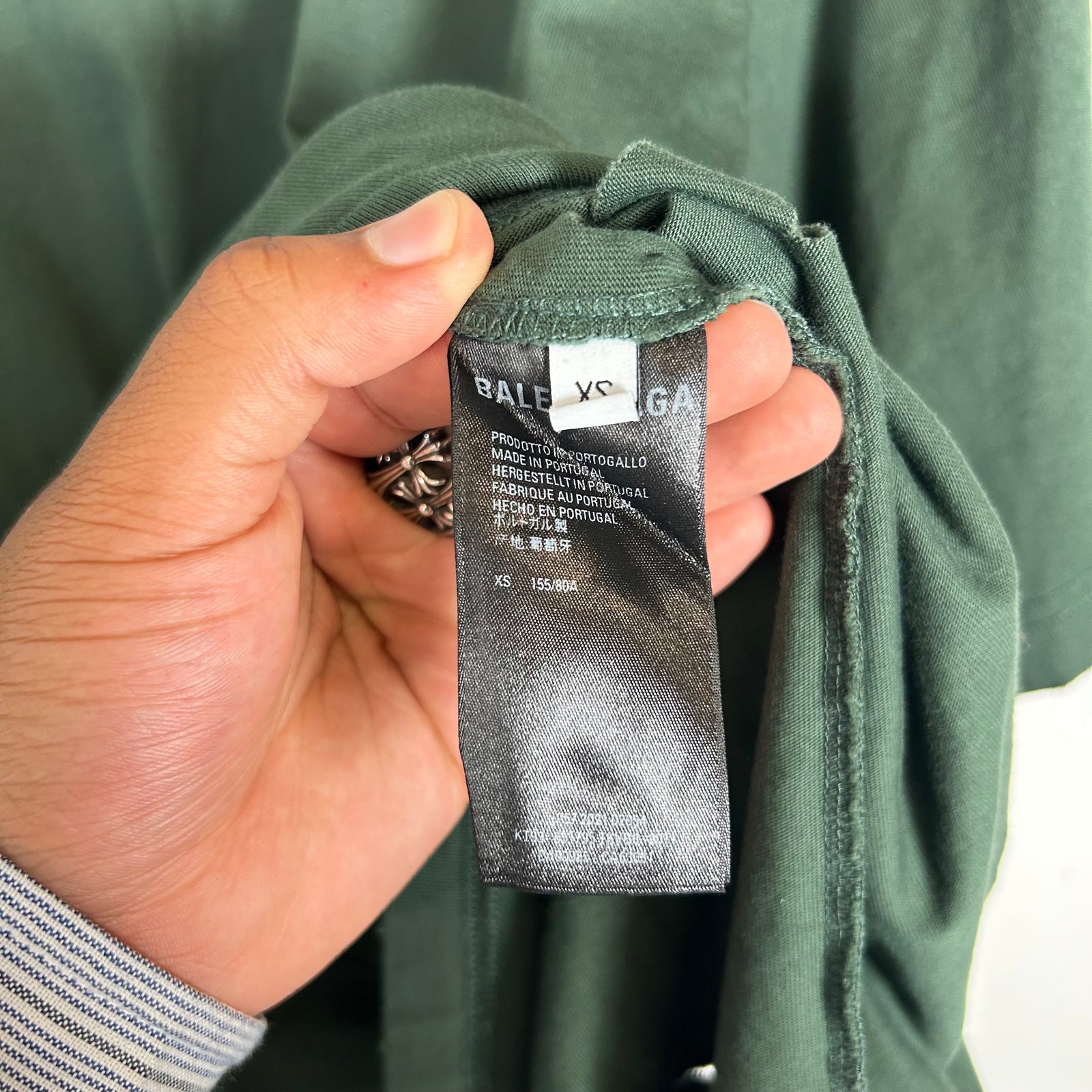 Balenciaga Green Distressed Logo T-Shirt Size XS