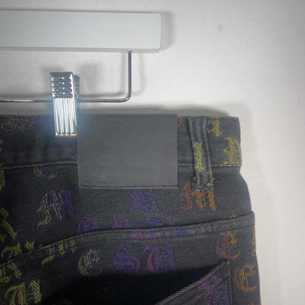 Supreme Gradient Old English Logo Denim Shorts