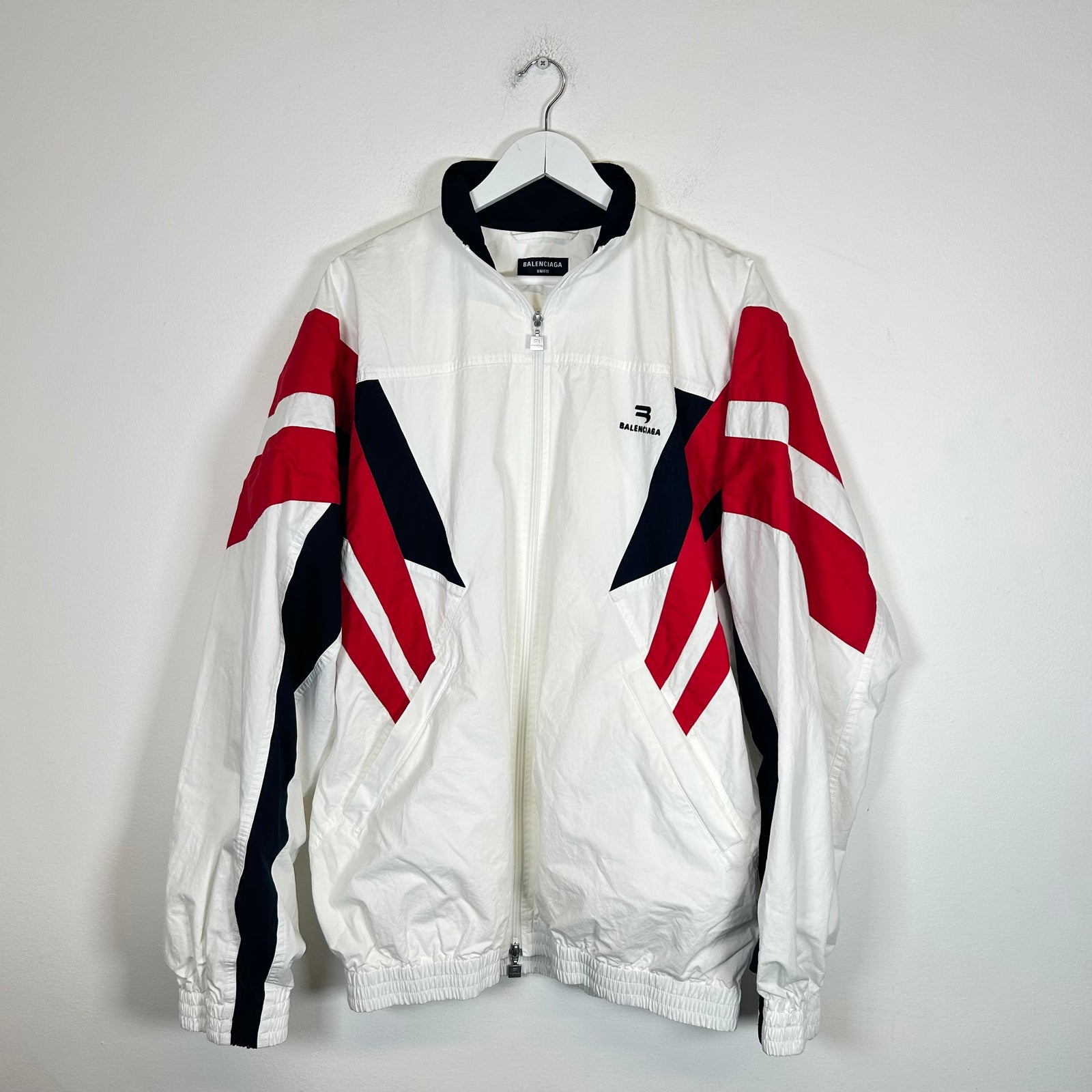 Balenciaga White/Red 3B Sport Track Jacket Size M