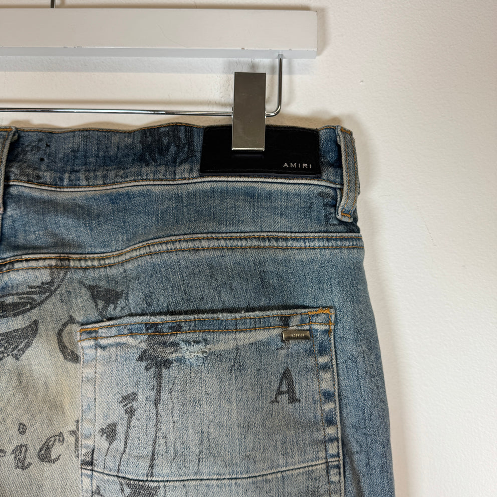 Amiri Lightwash Military Stencil Jeans Size 36