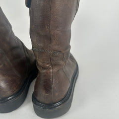 Rick Owens Spiral Cut Brown Leather Boots Size 41