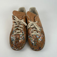 Maison Margiela Replica Gat Veg Tan Leather Paint Splatter Size 43