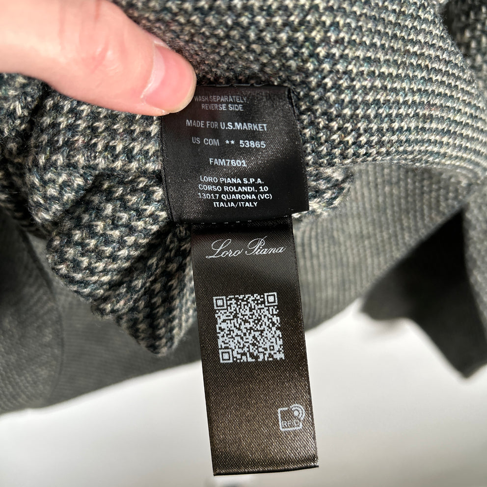 Loro Piana Gray/Green Knit Baby Cashmere Sweater Size 56