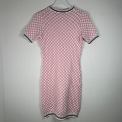 Versace Pink/White Jacquard Knit Check Dress Size 6