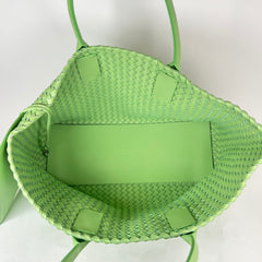 Bottega Veneta Lime Green Nappa Intrecciato Medium Cabat Tote Bag