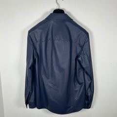 Salvatore Ferragamo Navy Leather Shirt Size 48