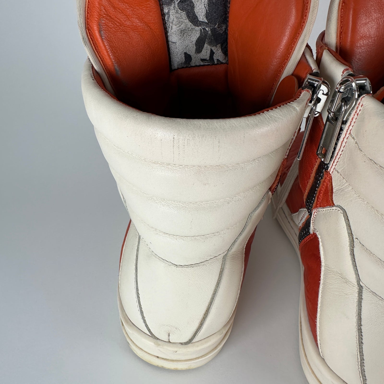 Rick Owens Orange Lamb Leather Geobaskets Size 41