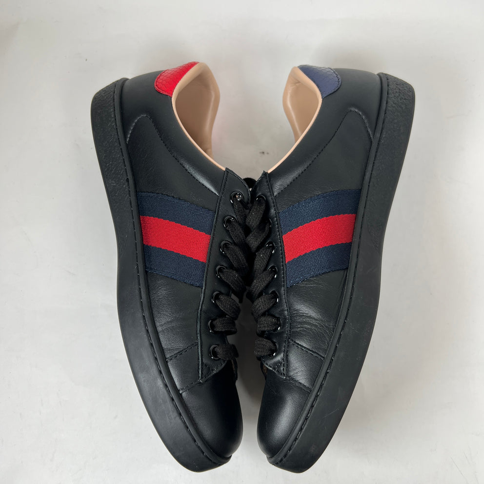 Gucci Black Embroidered Bee Ace Sneaker Size GG 8