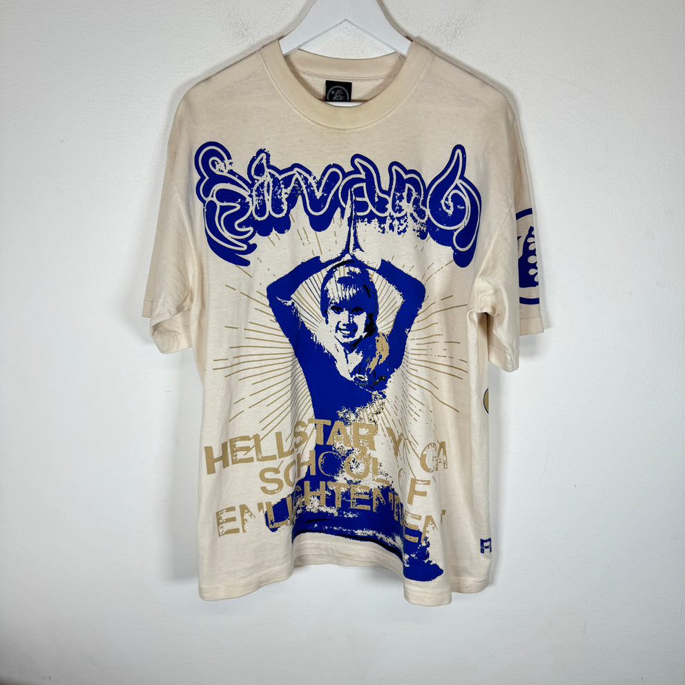 Hellstar Cream/Blue "Yoga School Of Enlightment" T-Shirt Size M