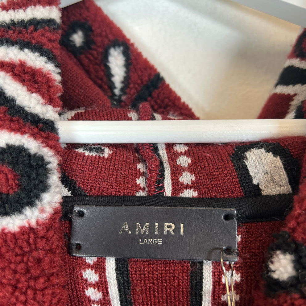 Amiri Red Bandana Polar Fleece Hoodie Size L