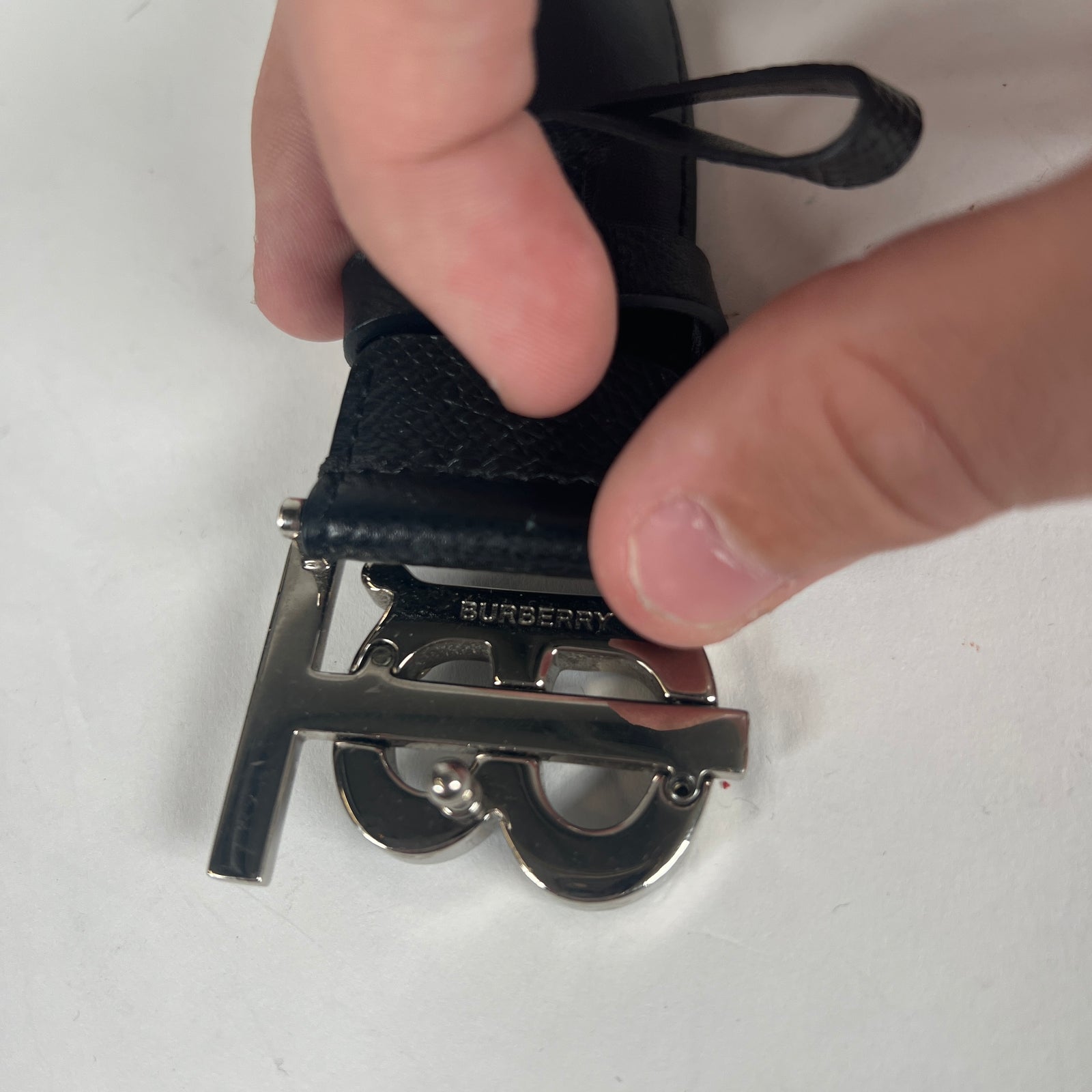 Burberry Black Monogram Motif Belt Sz 95