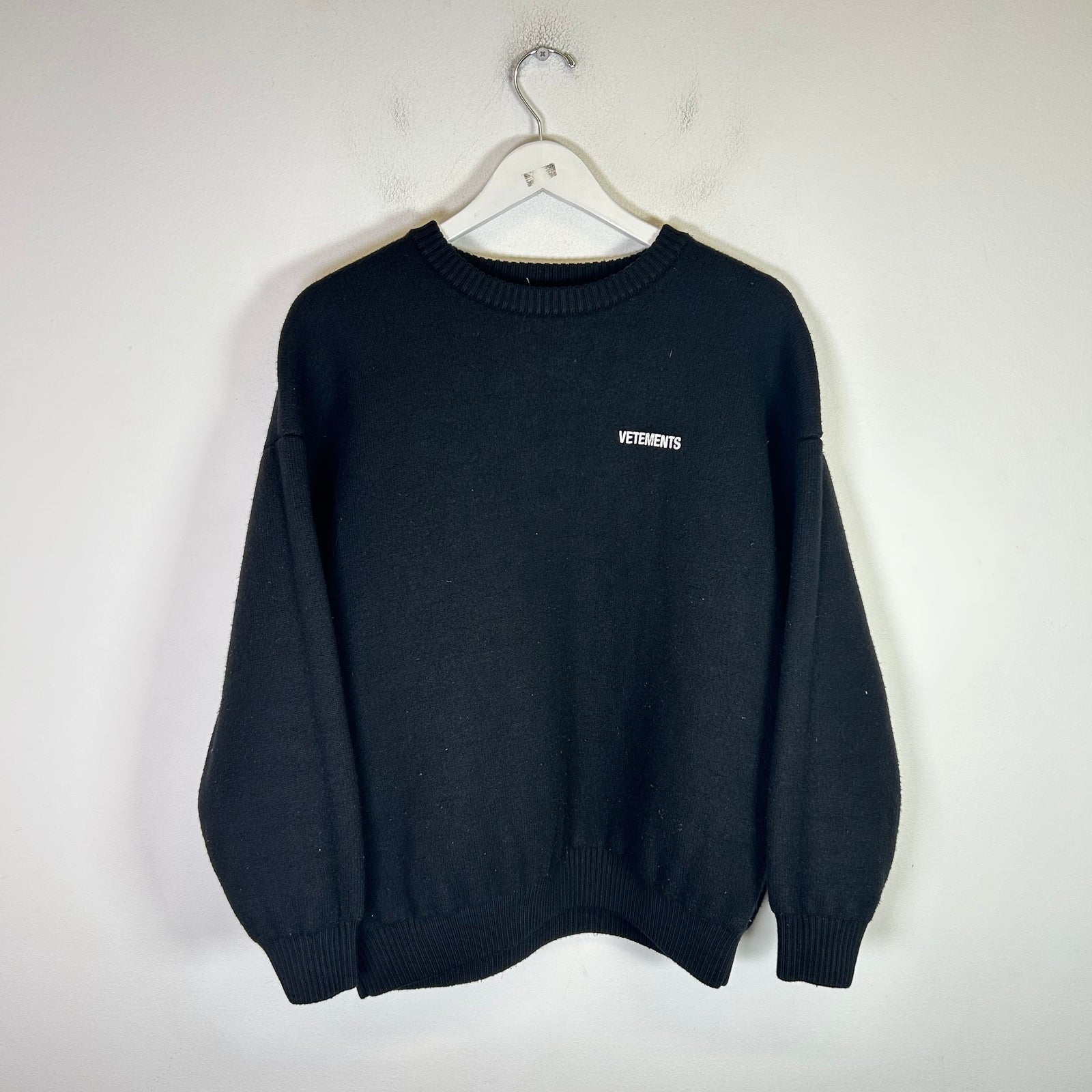 Vetements Black Iconic Logo Wool Sweater Size M