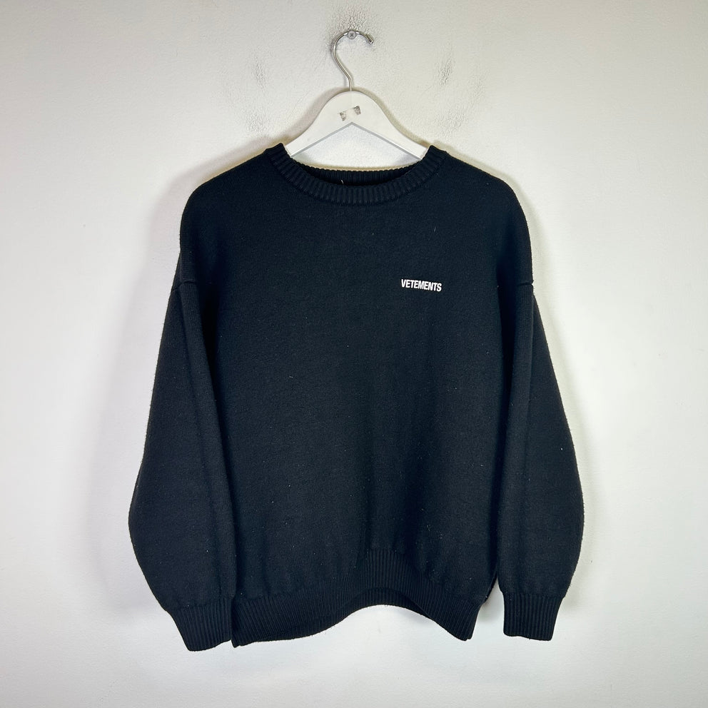 Vetements Black Iconic Logo Wool Sweater Size M
