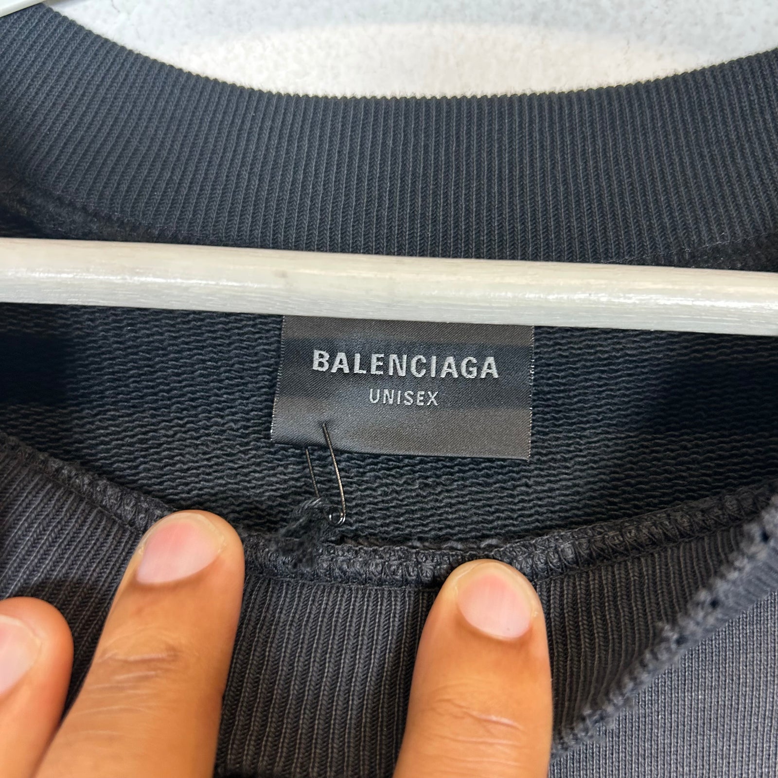 Balenciaga Black Double Front Tape/Sporty B Logo Sweatshirt Size M