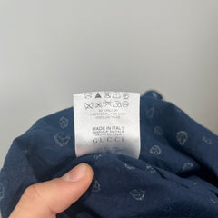 Gucci All Over Logo Print Button-Up Shirt Size M