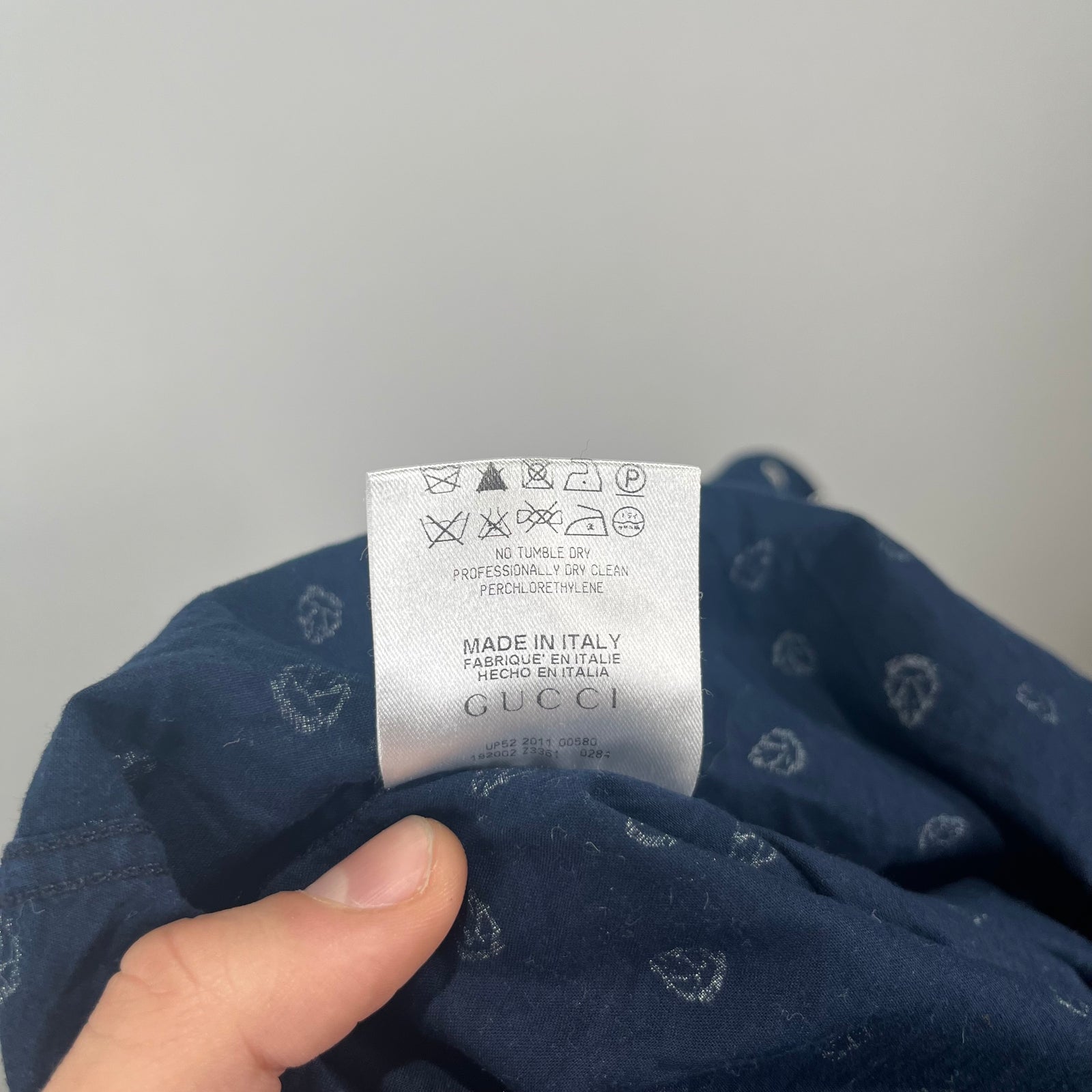 Gucci All Over Logo Print Button-Up Shirt Size M