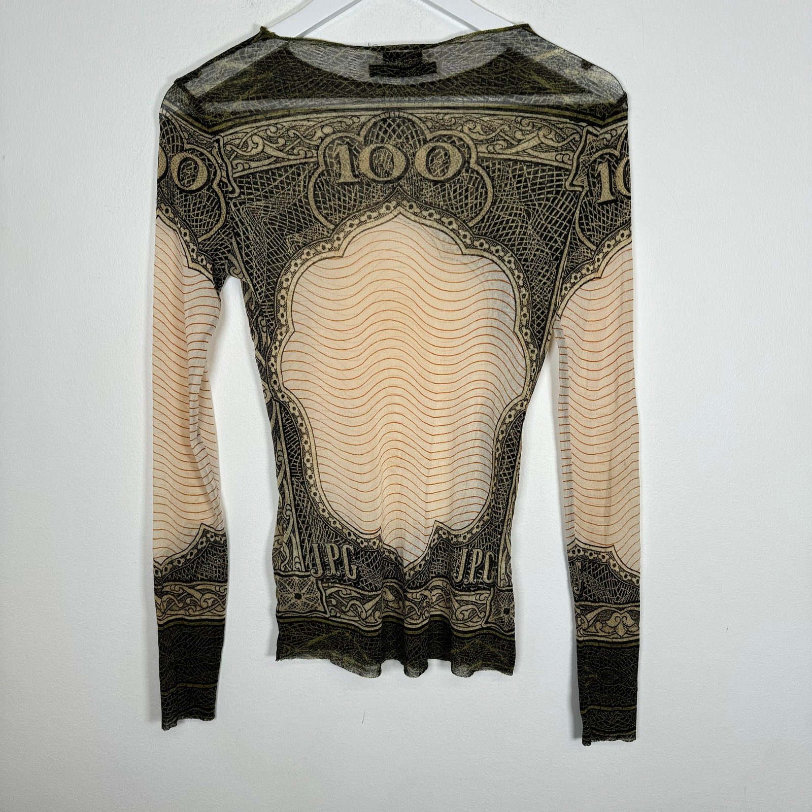 Jean Paul Gaultier Banknote Mesh LS Top Size L