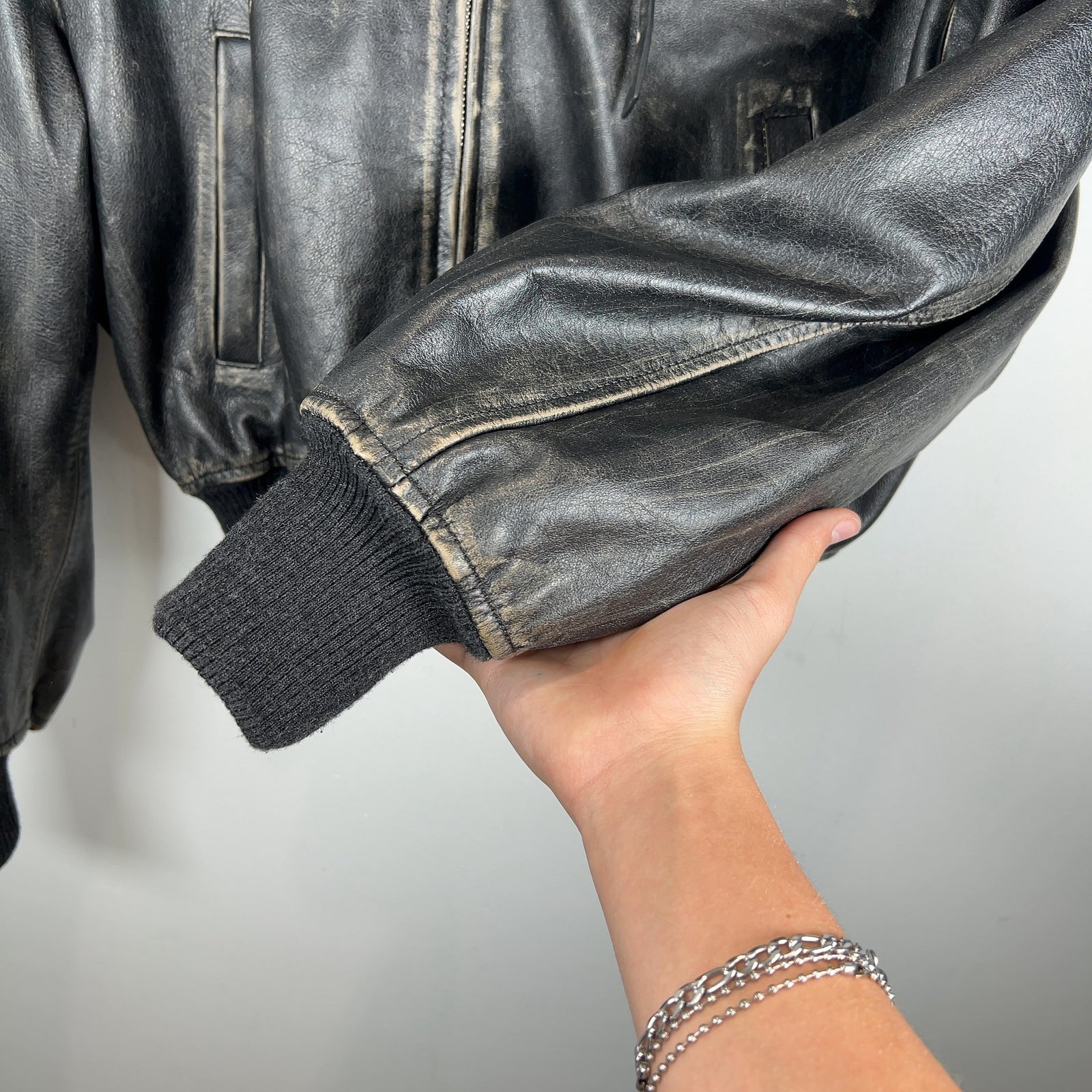 Acne Studios Aged Leather Bomber Jacket