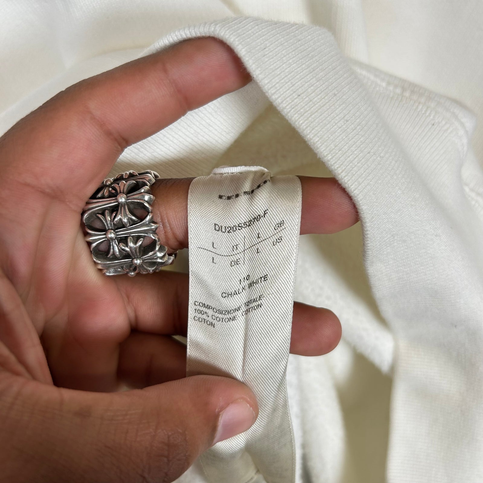 Rick Owens White Felpa Crewneck Size L