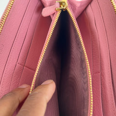Miu Miu Pink Leather Zip Around Wallet