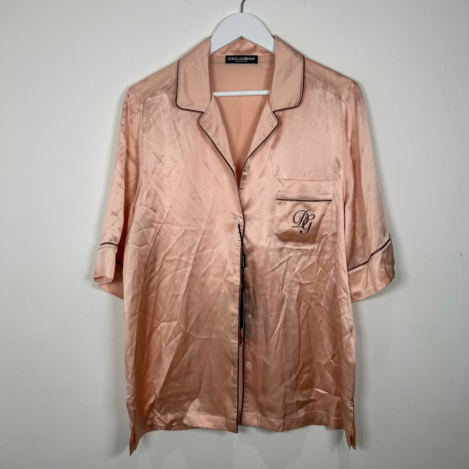 Dolce Gabbanna 'DG' Embrodiery Silk Night Shirt