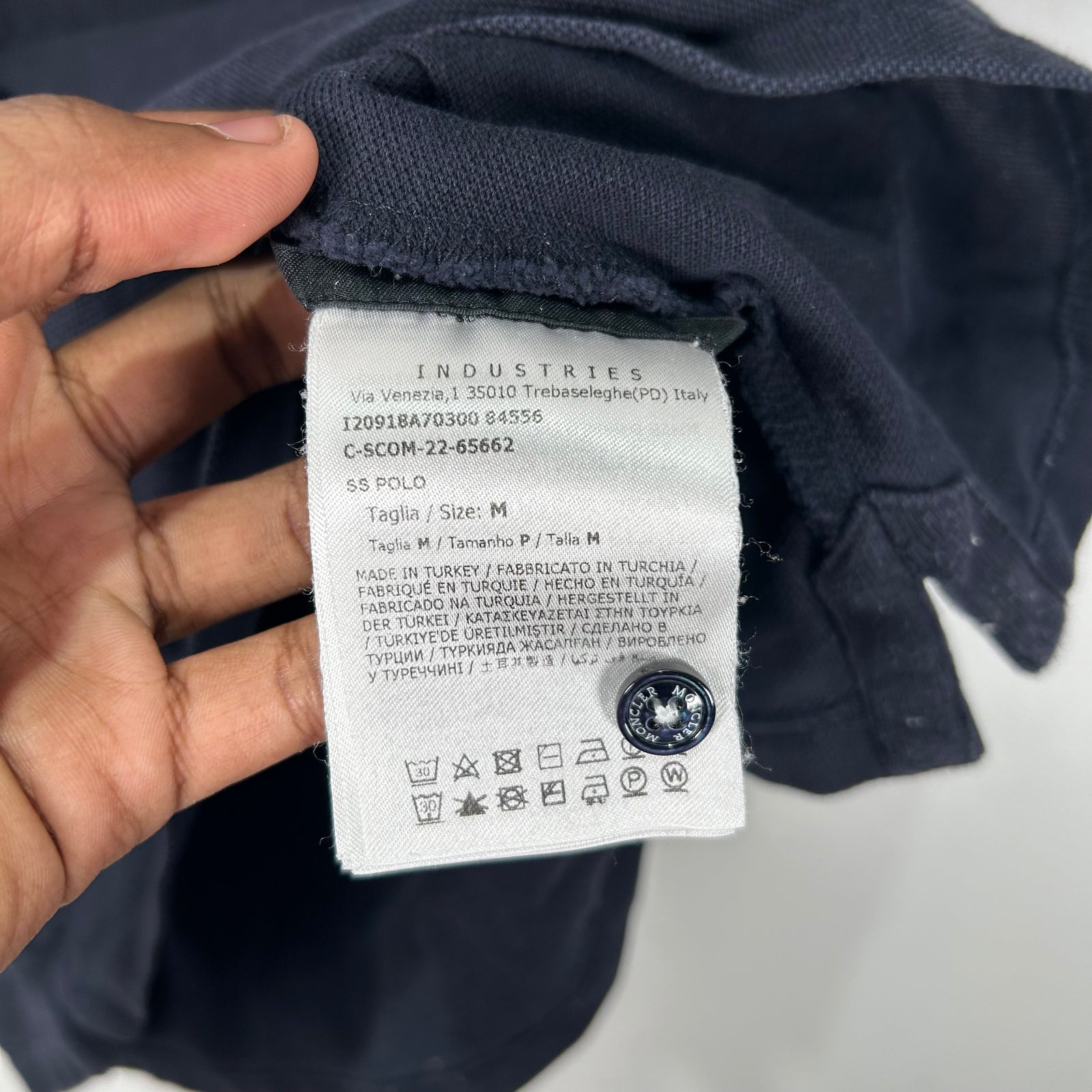 Moncler Navy Short Sleeve Collar T- Shirt Size M