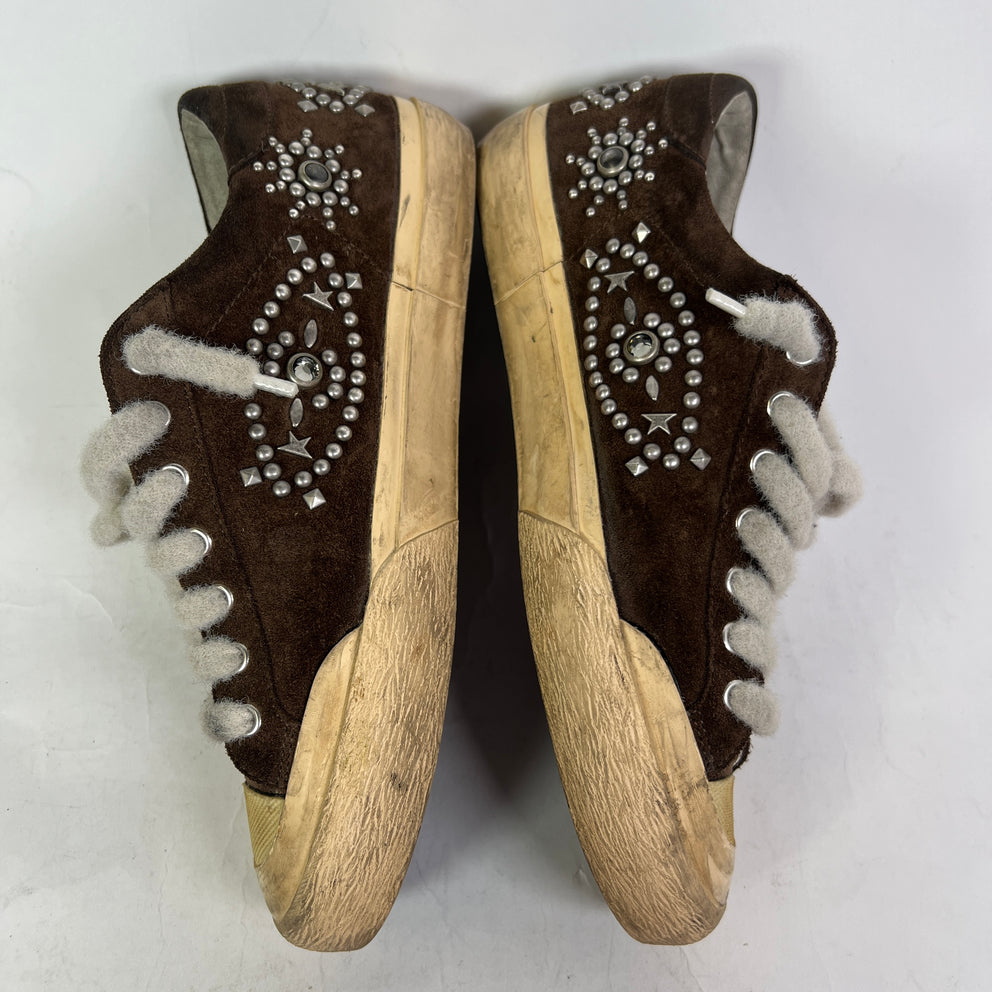 Golden Goose Suede Superstar Pen-Star Embellished Sneaker