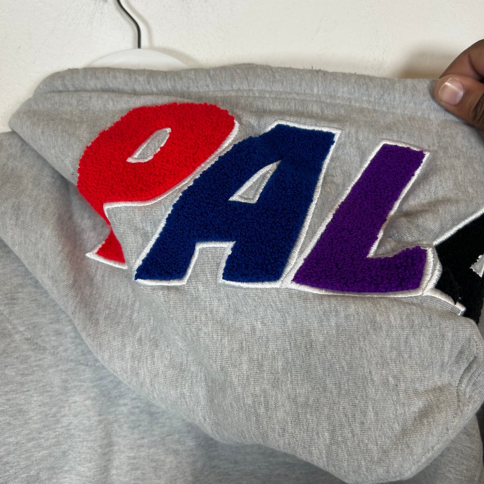 Palace Grey Hood Logo Hoodie Size XL