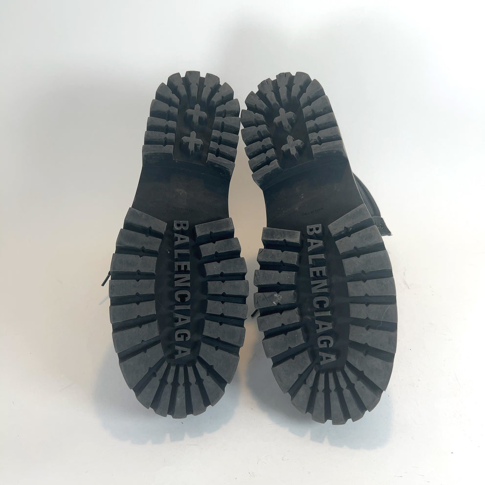 Balenciaga Distressed Canvas Combat Strike Boots