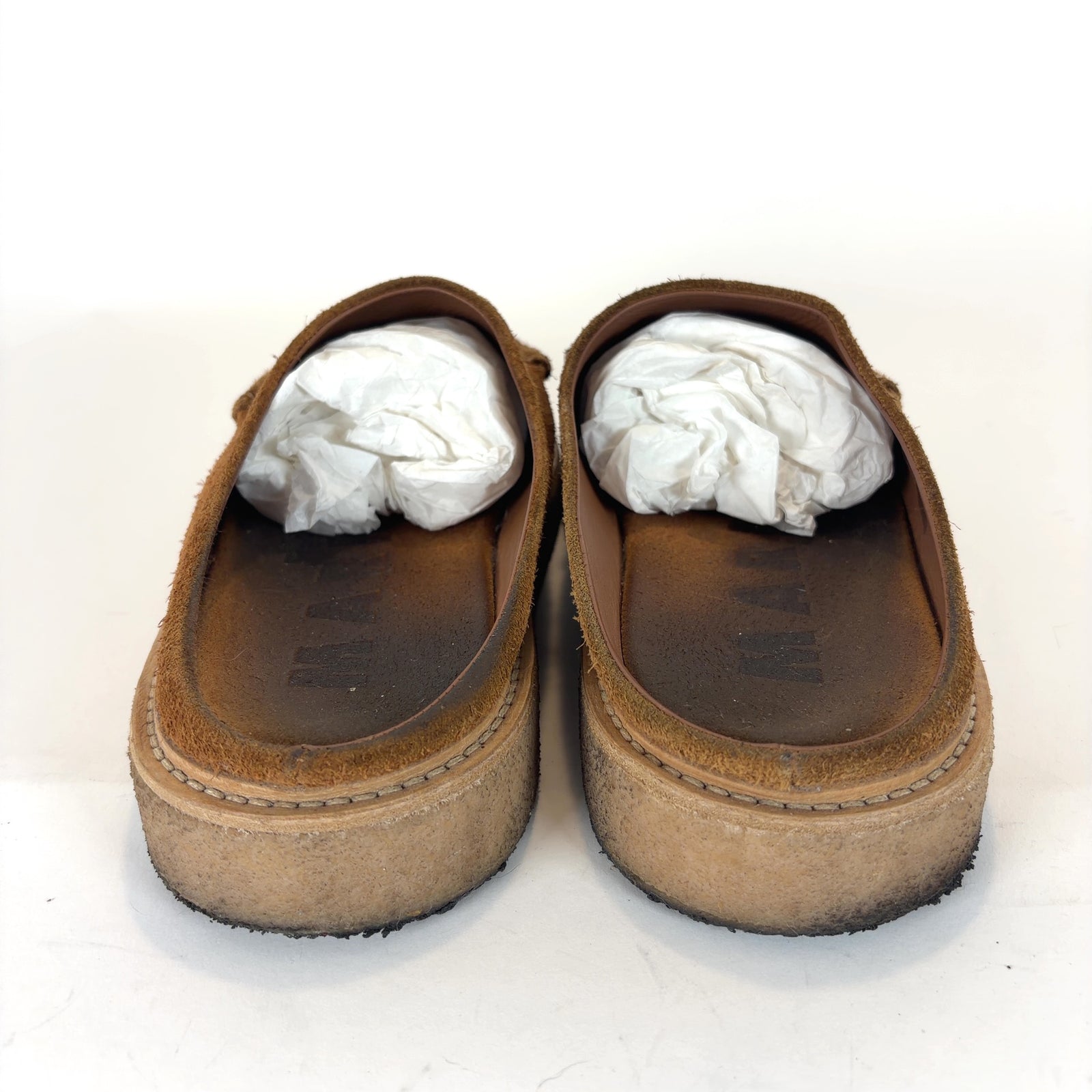 Marni Round Toe Crepe Sole Suede Mules Sandals