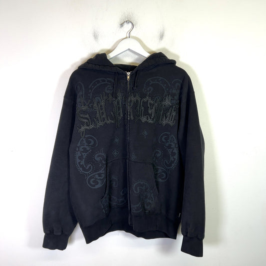 Supreme SS25 Leather Applique Zip-Up Hoodie