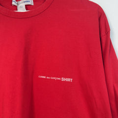 Comme Des Garcons Shirt Red Logo T-Shirt Size L