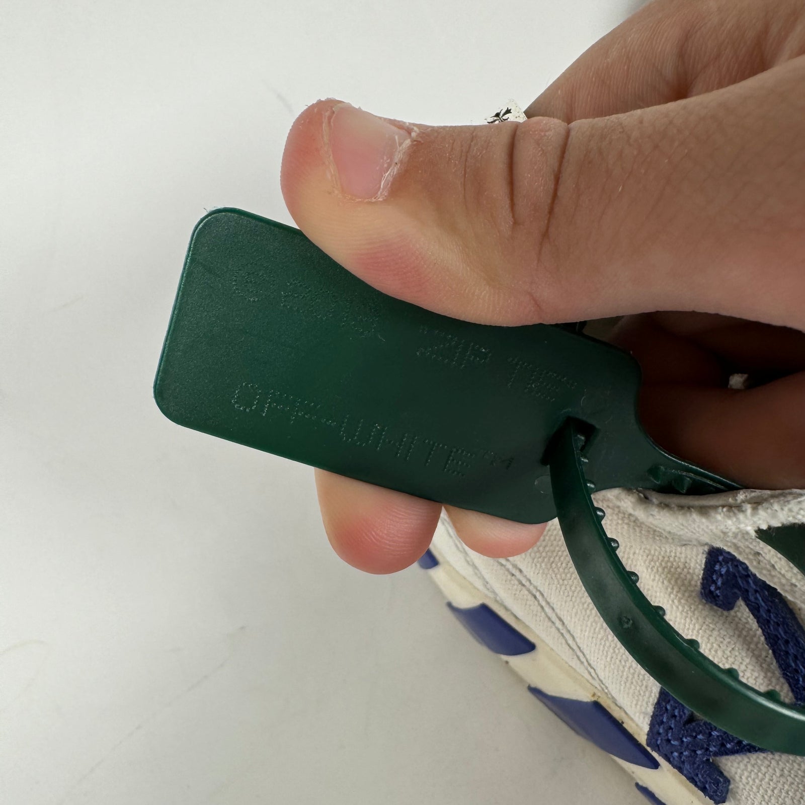 Off-White White/Royal Blue Vulcanized Canvas Low Top Sneaker Size 37