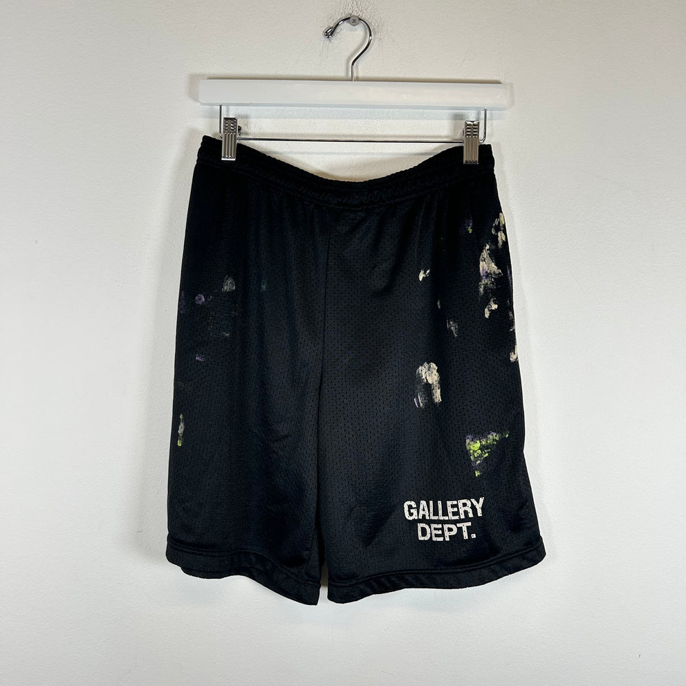 Gallery Dept Black Paint Splatter Mesh Shorts Size L