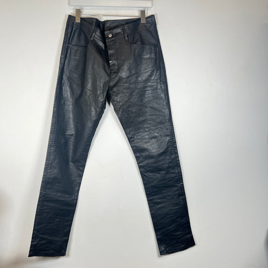 Rick Owens FW22 Black Tyrone Lamb Leather Pants Size 34