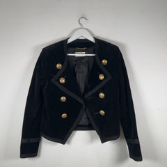 Saint Laurent FW16 Double Breasted Velour Short Blazer Jacket Size S