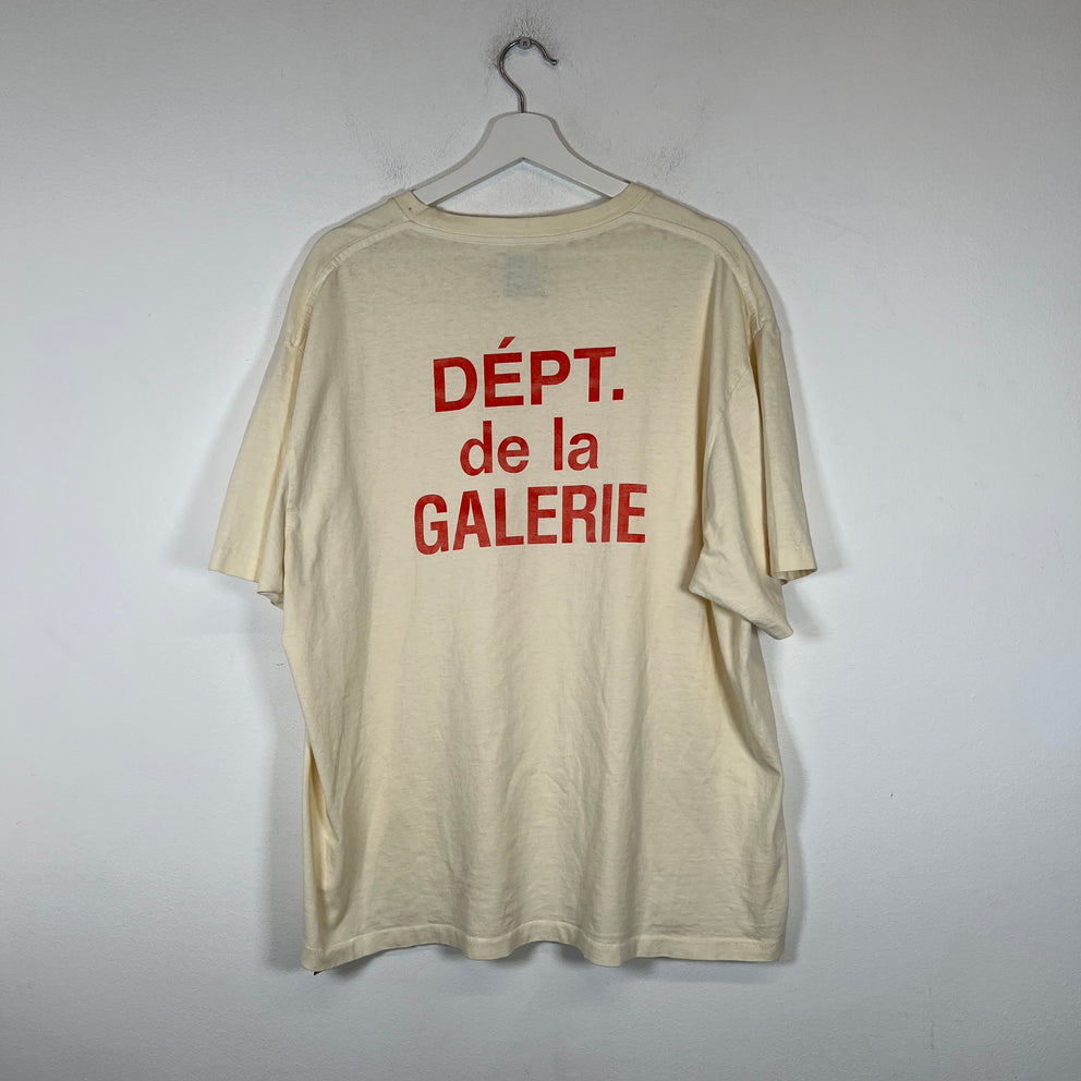 Gallery Dept Cream/Orange French Logo T-Shirt Size XL