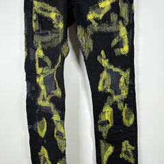 Endless Black/Yellow Embroidered Jeans Size 28