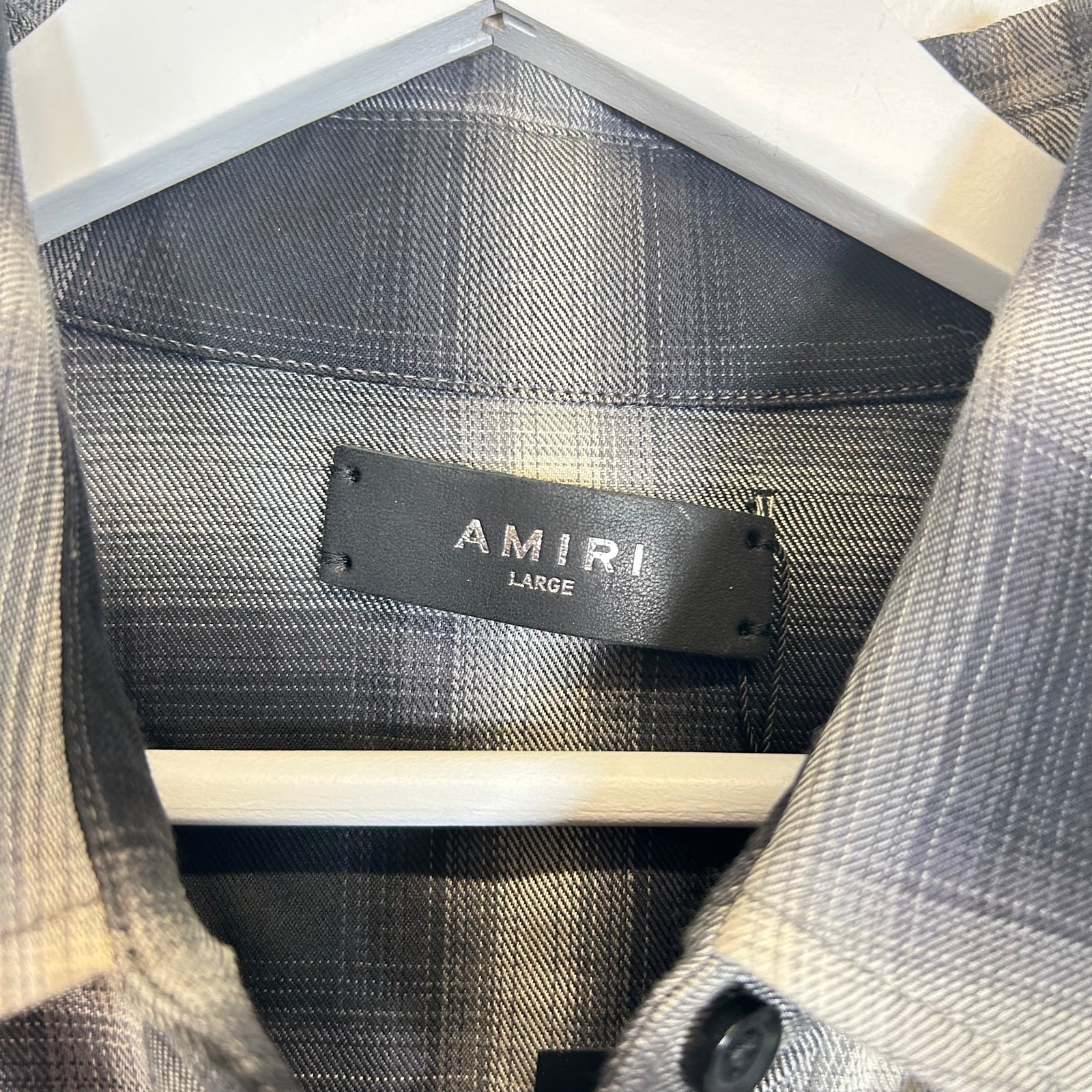 Amiri Black Plaid Check Flannel Shirt Size L