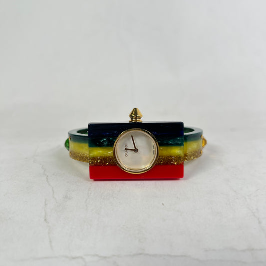 Gucci Vintage Rainbow Plexiglass Web Watch