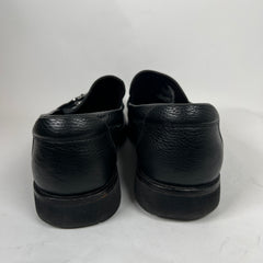Ferragamo Black Square Toe Leather Loafers Size 10.5