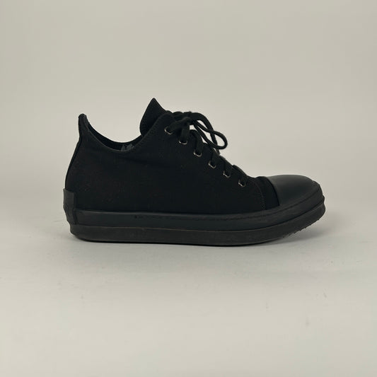 Rick Owens Triple Black Low-Top Ramones Size 7.5