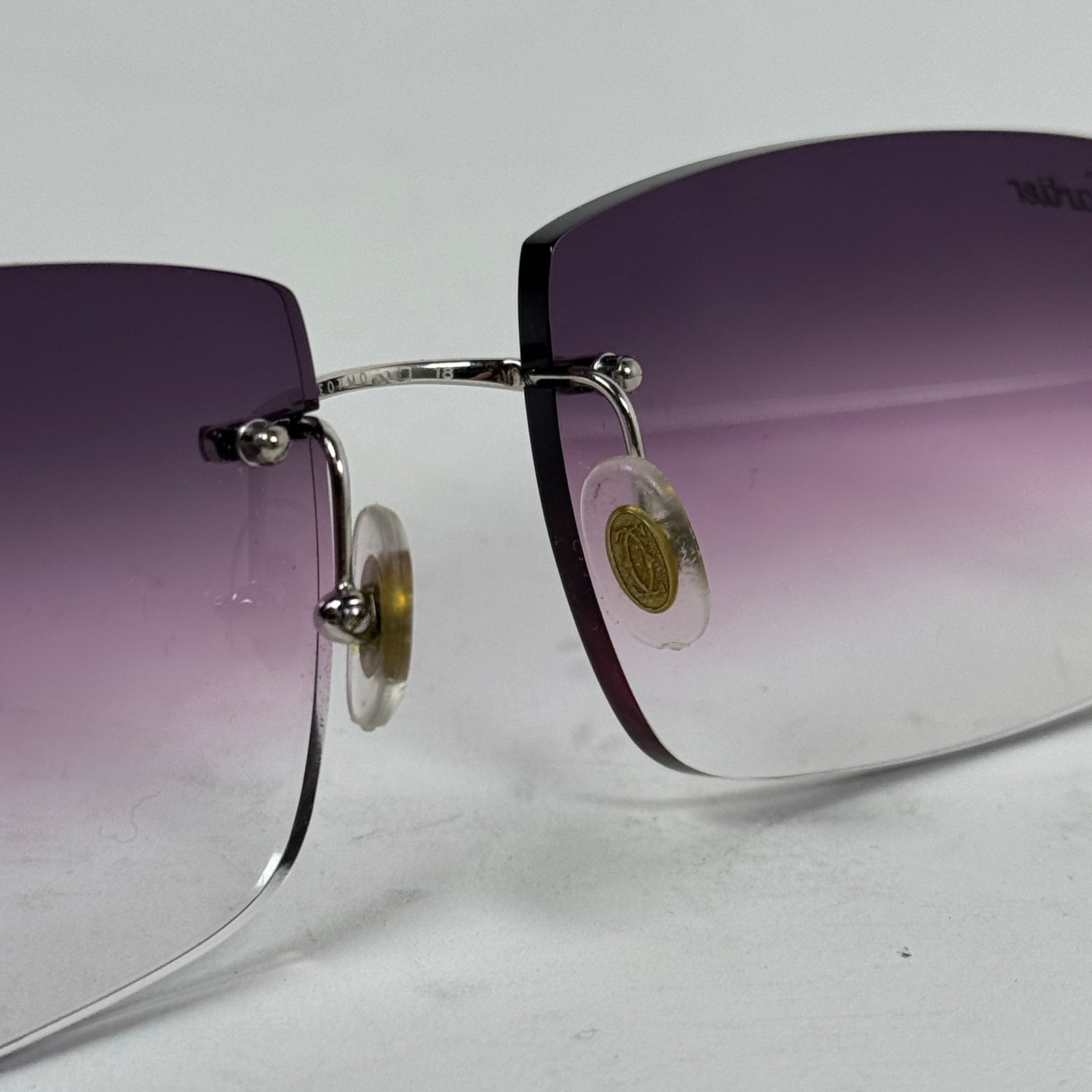Cartier Silver Rectangle Rimless Glasses