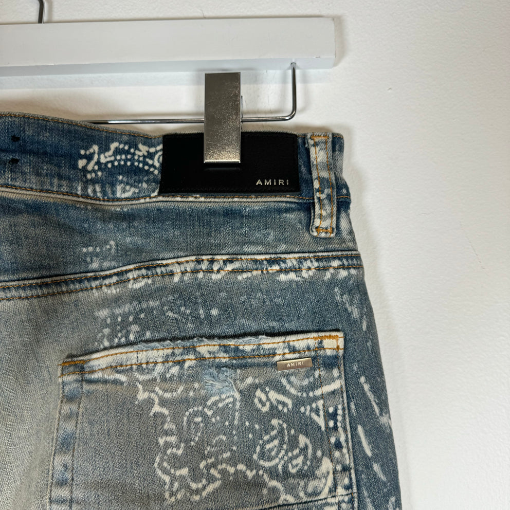 Amiri Lightwash Bleach Bandana Denim Jeans Size 32