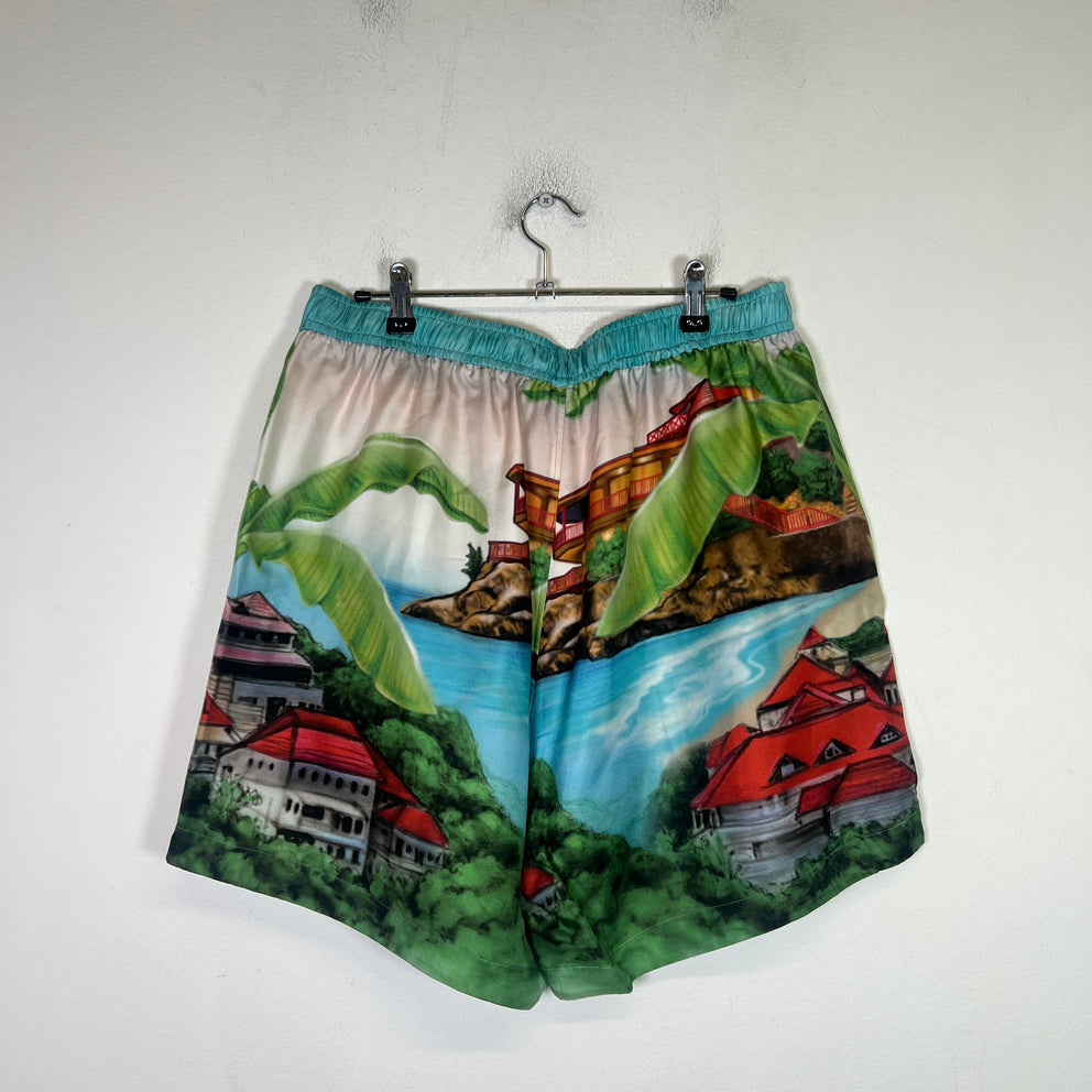 Amiri Multicolor St. Barth Silk Shorts Size XXL