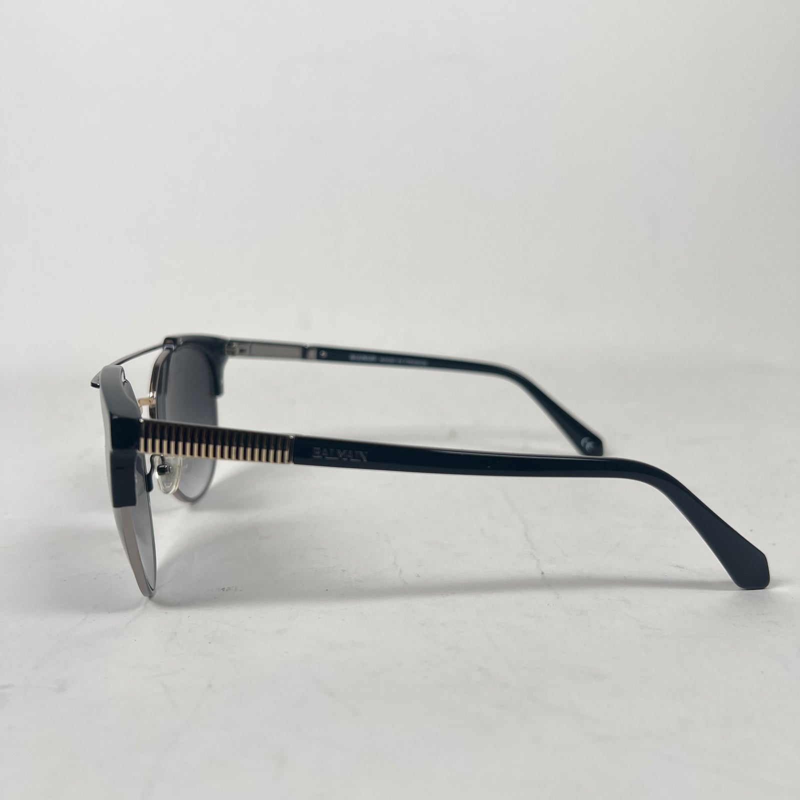 Balmain BL2533 Round Black Brow Bar Sunglasses
